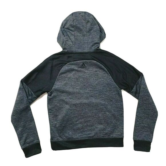 Adidas Hoodie Sweatshirt Spell Out 3 Stripe Fleece Lined Gray Black XS NWOT - Picture 6 of 12